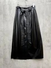 ZARA ザラ フェイクレザー ウエストベルト フレアスカート ロング スカート size26/黒 ■◇レディース