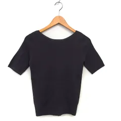 プラステ PLST 2WAY ニット セーター ボートネック リブ リネン混 クロップド ストレッチ 五分袖 M チャコールグレー /NT2