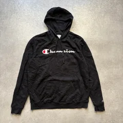 Champion チャンピオン スウェット パーカー プリント ロゴ ブラック 黒 XL