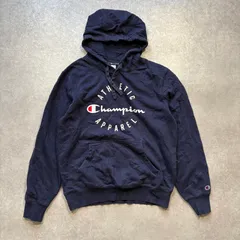 Champion チャンピオン スウェット パーカー プリント ロゴ ネイビー 紺 M