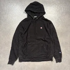 Champion チャンピオン スウェット リバースウィーブ REVERSE WEAVE パーカー 単色タグ ブラック 黒 刺繍 L