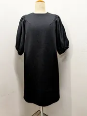 YOKO CHAN ヨーコチャン　パフスリーブ　ウール　ミニワンピース　黒のサムネイル