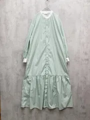 BEAMS HEART ビームスハート ストライプ ティアード シャツ ワンピース 緑 ■◇レディース