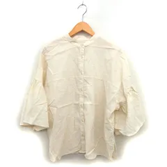 ローリーズファーム LOWRYS FARM ワイド シャツ ブラウス ギャザー 透け感 スタンドカラー スリット 長袖 F ベージュ /NT20
