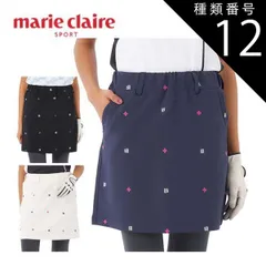 種類12：ホワイト(WT)/M マリクレール 飛び柄ロゴ刺繍 スカート ＋ レギンス ゴルフウェア レディース M-3L 714-301 