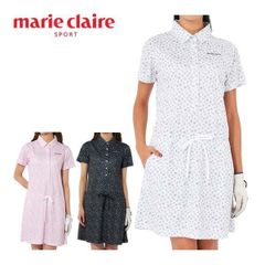 マリクレール】マリン ボーダー ゴルフ ワンピース ストレッチ L 紺×白
