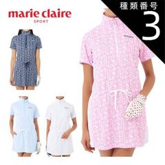 マリクレール】マリン ボーダー ゴルフ ワンピース ストレッチ L 紺×白