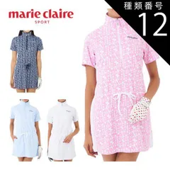 種類12：ピンク(PK)/L マリクレール ゴルフ レディースウェア ロゴ柄 半袖 チュニック ワンピース 714-401 M-3L 