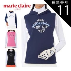 marie claire セット 長袖トップスとフード付きベスト 3L ネイビー