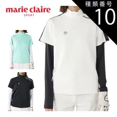 種類10：ブラック(BK)/M マリクレール ダンボールニット モックネック 半袖シャツ + 長袖インナーシャツ セット ゴルフウェア レディース 2025年春夏モデル M-3L 715-553 