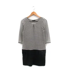 ビス ViS ワンピース 長袖 ミニ ボーダー アイボリー 白 /KT25