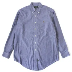 WA26373 美品 POLO COUNTRY Ralph Lauren ポロカントリー ラルフローレン 長袖 ボタンダウンシャツ M ブルー ポニー刺繍
