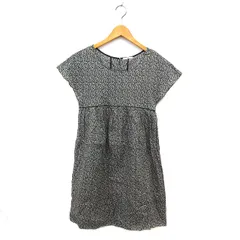 シップス SHIPS フレア ワンピース ひざ丈 ギャザー ボートネック 総柄 コットン 綿 半袖 マルチカラー /NT4