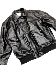 JAVA ジャバ フェイクレザー 長袖 ヴィンテージオーバーブルゾン ジャケット sizeM/黒 ◆■レディース