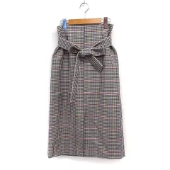 ボールジー BALLSEY トゥモローランド チェック タイトスカート ロング ミモレ丈 スリット リボン 34 ベージュ ブラック 黒 /FT20