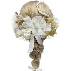 【数量限定】二次会 卒業式 入学式 シフォンリボン ベロアリボン パールチェン 前撮り ベリー アジサイ ドライフラワー 振袖 成人式 袴 ウェディング 結婚式 和装 髪飾り ホワイト ピンク ブラック シルバー [Usasaki] ヘアアレンジ ハーフアップ