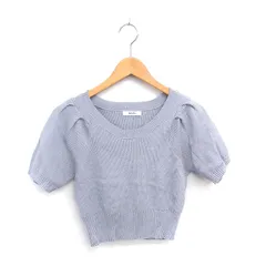 ワンアフター アナザー ナイスクラップ one after another NICE CLAUP ニット カットソー リブニット 丸首 半袖 F グレー /TT