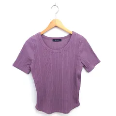 ナノユニバース nano universe カットソー Tシャツ 丸首 総柄 半袖 F パープル ベージュ 紫 薄茶 /TT