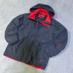 THE NORTH FACE ザノースフェイス ブラック/レッド フード ウィンドブレーカー