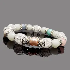 癒しと愛を…　天然石 クラック水晶 twinkle デザインブレスレット ：D2-16