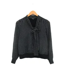 インディヴィ INDIVI ブラウス シャツ 長袖 リボン ドット ブラック 黒 /KT10