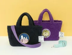 【少量入荷】スヌーピー　ボア　トートバッグ　韓国　ショルダーバッグ　刺繍　ネイビー