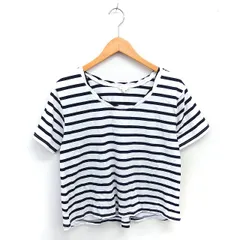 スタディオクリップ Studio Clip Tシャツ カットソー ボーダー 丸首 半袖 L ホワイト ネイビー 白 紺 /TT