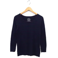 ニコアンド Niko and.. ボーダー カットソー Tシャツ ラウンドネック ストレッチ 長袖 L 紫 パープル /NT6