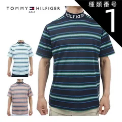 種類1：NVY(30)/LL トミーヒルフィガー ゴルフ ウェア メンズ マルチボーダー モックネック 半袖シャツ THMA406 M-XL 