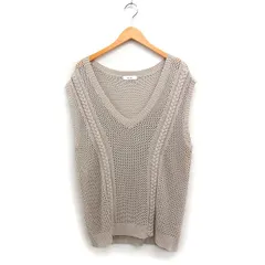 ニコアンド Niko and.. メッシュ ケーブル編み ニット ベスト Vネック ノースリーブ F ベージュ /FT39