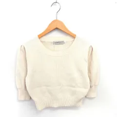 マウジー MOUSSY タグ付き ニット セーター 丸首 リブ クロップド 七分袖 FREE アイボリー /TT