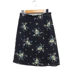 レストローズ L'EST ROSE フラワープリント フレアスカート ミニ ブラック 黒 /FT22