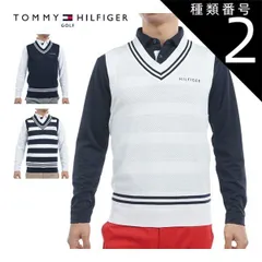 種類2：WHT(00)/LL トミーヒルフィガー シャドーストライプ クリケット ニットベスト ゴルフウェア メンズ 2025年春夏モデル M-3L THMA510 