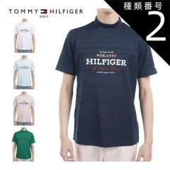 種類2：NVY(30)/LL トミーヒルフィガー フロントロゴ モックネック 半袖シャツ ゴルフウェア メンズ 2025年春夏モデル M-3L THMA520 