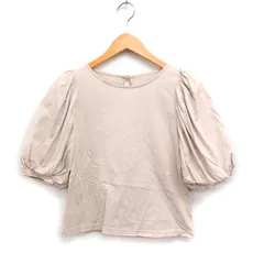 ワンアフター アナザー ナイスクラップ one after another NICE CLAUP パフスリーブ カットソー Tシャツ 5分袖 無地 コットン 綿 ベージュ /FT37