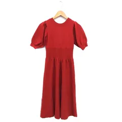 トランテアン ソン ドゥ モード 31 Sons de mode ニット レースアップ ワンピース フレア ロング リブ クルーネック 七分袖 36 赤 レッド /NT16