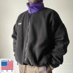 90s USA製 Columbia コロンビア フリース ジャケット 黒×紫系 XL ブラック×パープル アメリカ製 ビンテージ D153-18-0046ZV