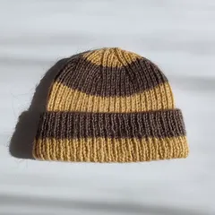 ニット帽 / ボーダー / ブラウン×イエロー