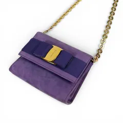 Salvatore Ferragamo　サルヴァトーレフェラガモ　チェーンショルダーバッグ　ヴァラリボン　スエードレザー　パープル　紫
