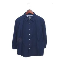 シップス SHIPS ステンカラー シャツ カジュアル リネン混 七分袖 M ネイビー 紺 /TT