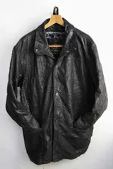 1980年代 CAMEL キャメル オーバーサイズ レザーハーフコート（【XXL】相当）レザージャケット【中古】【メンズ】本革 ライダース 【古着】【レディース】【ヴィンテージ】 【ビンテージ】vintage アメカジ バイク バイカー 80's 80s