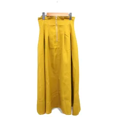 ナイスクラップ NICE CLAUP フレア スカート ロング フロントジップ 薄手 F マスタード からし色 /TT