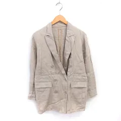 ニコアンド Niko and.. テーラード ジャケット ミドル ダブルボタン リネン 薄手 F ベージュ 薄茶 /TT