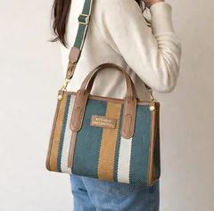 3色展開　2WAY　トートバッグ　ショルダーバッグ　ストライプ