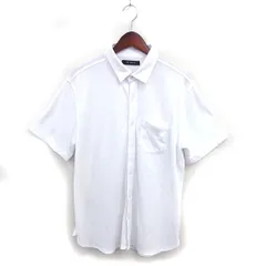 ナノユニバース nano universe ステンカラー シャツ カジュアル コットン混 透け感 半袖 L 白 ホワイト /NT28