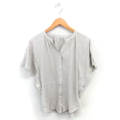 グローバルワーク GLOBAL WORK シャツ ブラウス バンドカラー 無地 シンプル 半袖 L グレー /TT