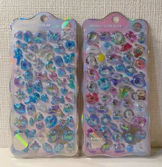 オーロラ加工　立体シール　うるちゅるシール　ステッカー　立体　2枚