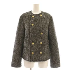 ミラオーウェン Mila Owen コンパクトダブルツィードジャケット ノーカラー 0 黒 ブラック /AT ■OS