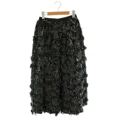 オブリ OBLI フリンジスカート フレア ロング 0 ブラック /HK ■OS