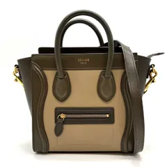 CELINE セリーヌ ラゲージ ナノ ショッパー 2WAY ハンドバッグ ブラウン  レザー レディース ショルダーバッグ